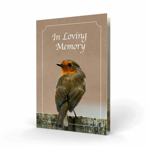 Robin Bird on Fence Memorial Card