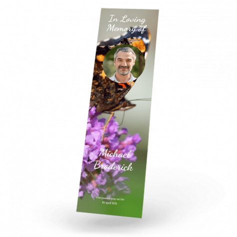 Butterfly on the pink flowers Bookmark front
