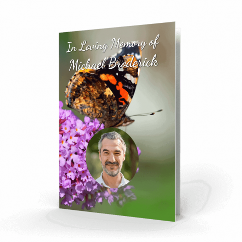 Butterfly on the pink flowers Memorial Card
