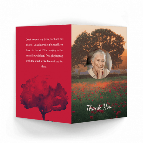 Field of Poppies Thank You Card outside