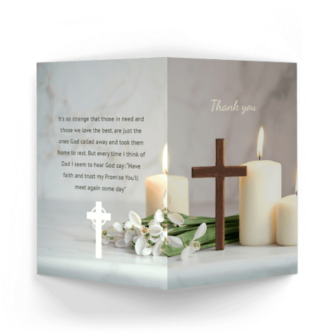 Candle and Cross Acknowledgment Card outside