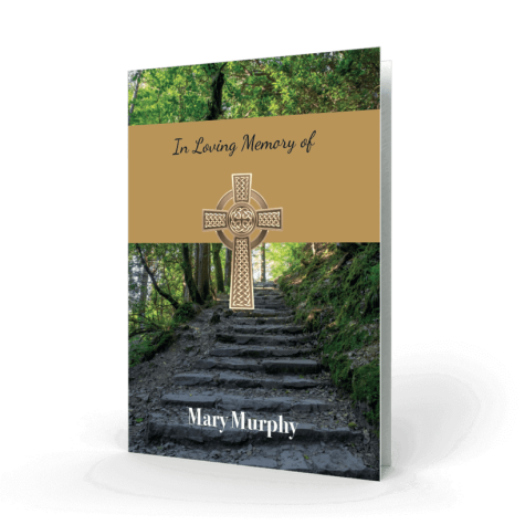 Celtic Cross with Steps in Nature Memorial Card Cover