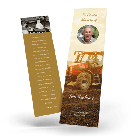 Farmer on Tractor Memorial Bookmark