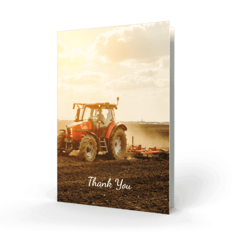 Farmer on Tractor Memorial Thank You Card
