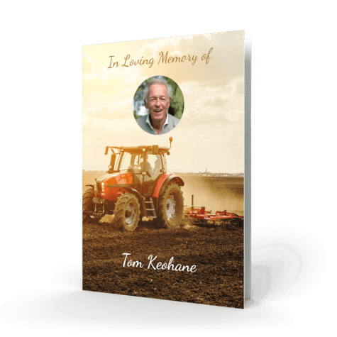 Farmer on Tractor Memorial Card
