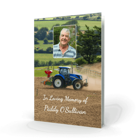 Farming Tractor Memorial Card cover