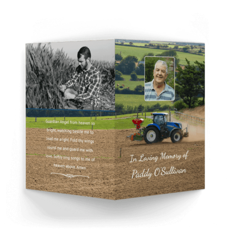 Farming with Tractor Memorial Card outside