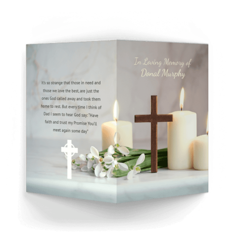 Religious with Candle memorial card outside