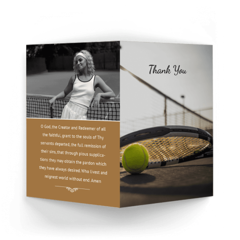 Tennis Memorial Acknowledgment Card outside