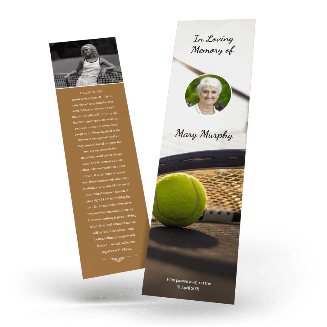 Tennis Memorial Bookmark cover