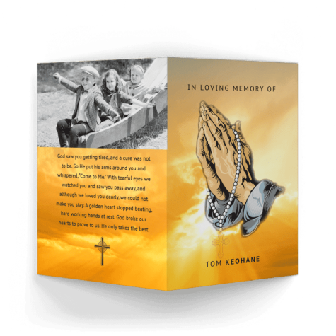 Praying Hands Acknowledgment Card Outside