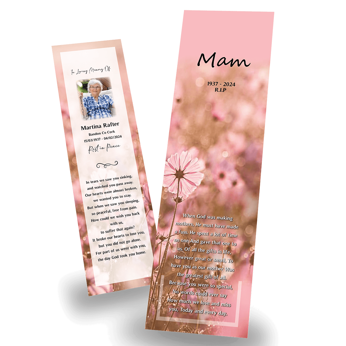 Memorial Floral Bookmarks