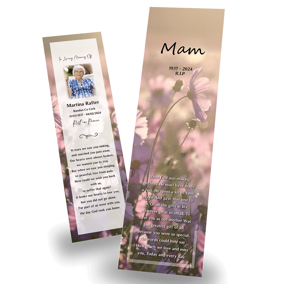 Memorial Floral Bookmarks