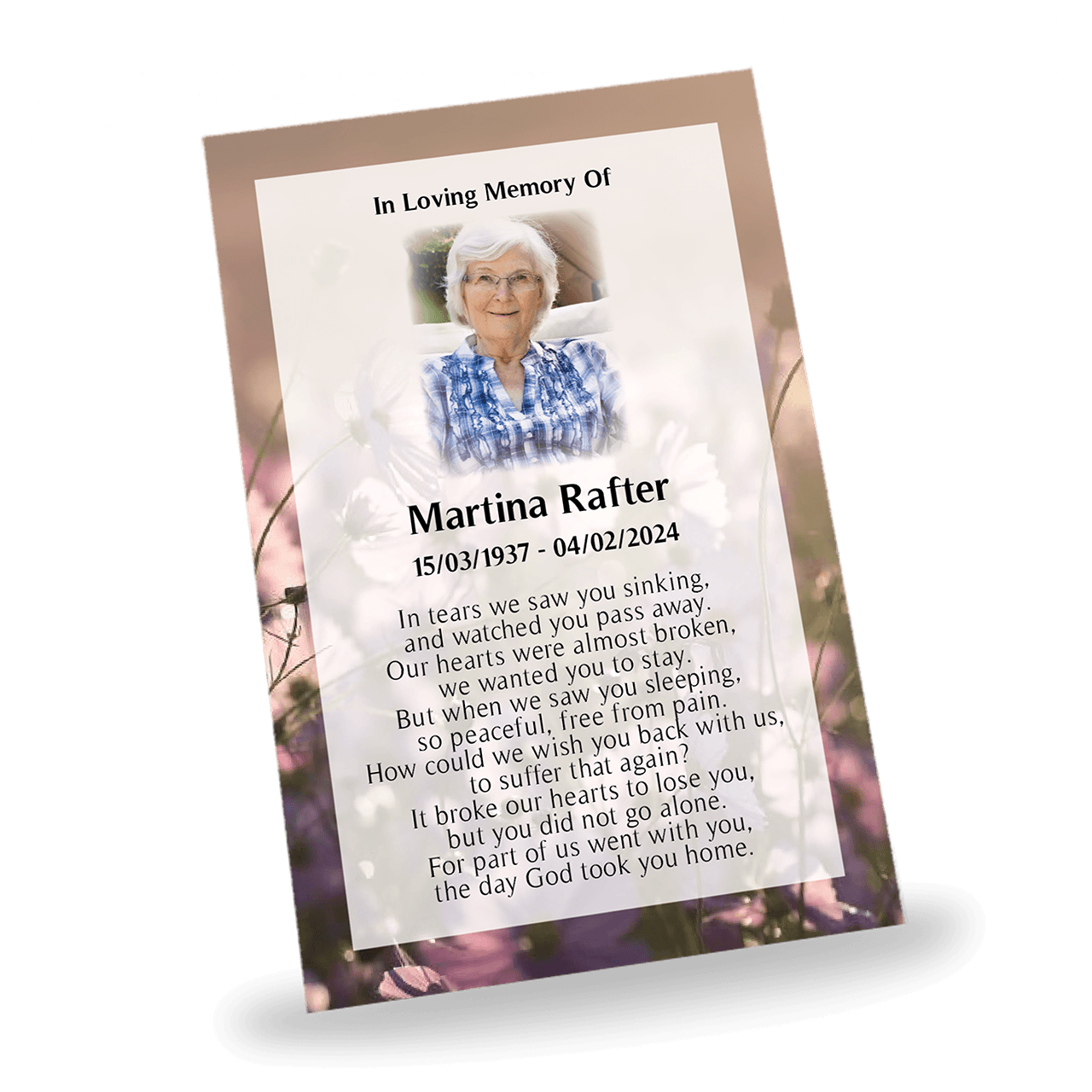 Memorial Floral Wallet Cards - Image 2