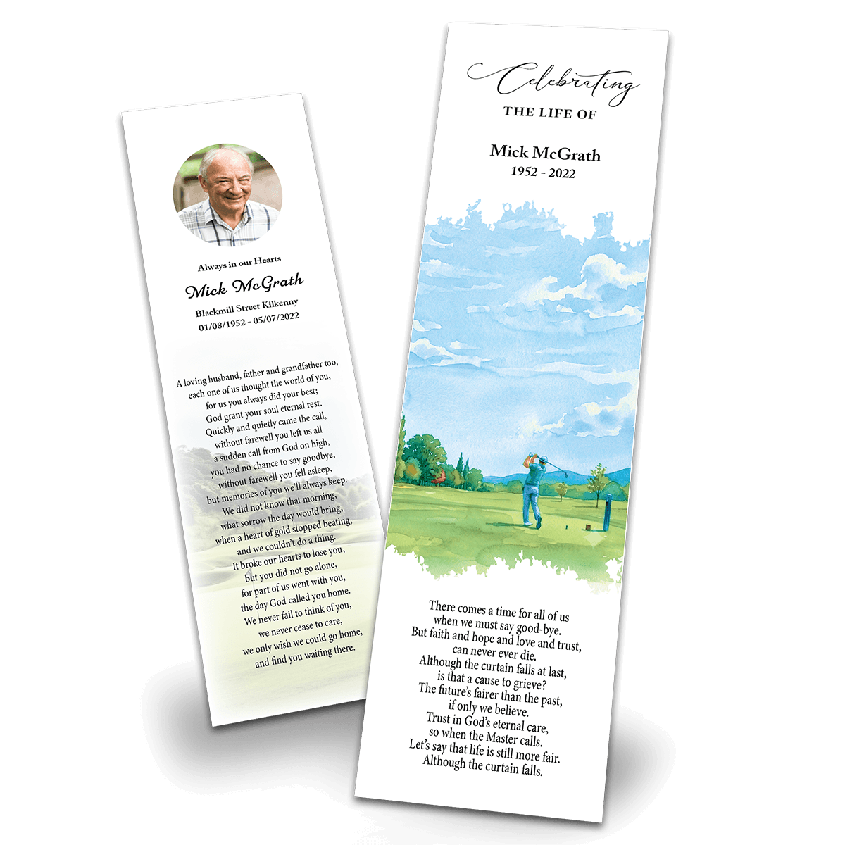 Golf Memorial Bookmark