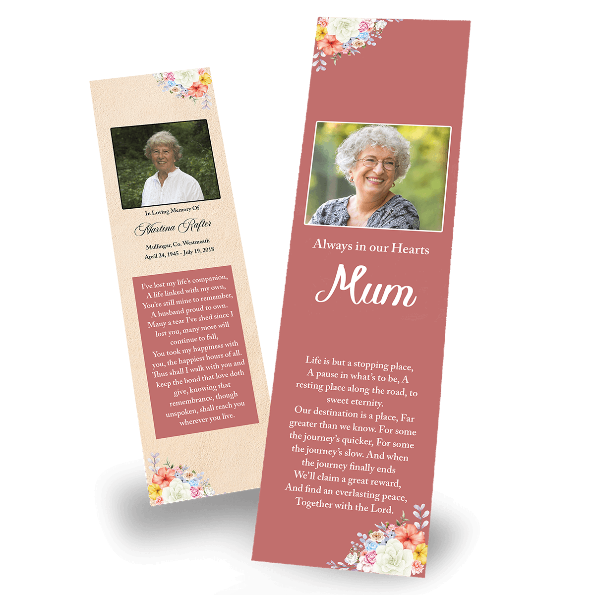 Memorial Floral Bookmarks