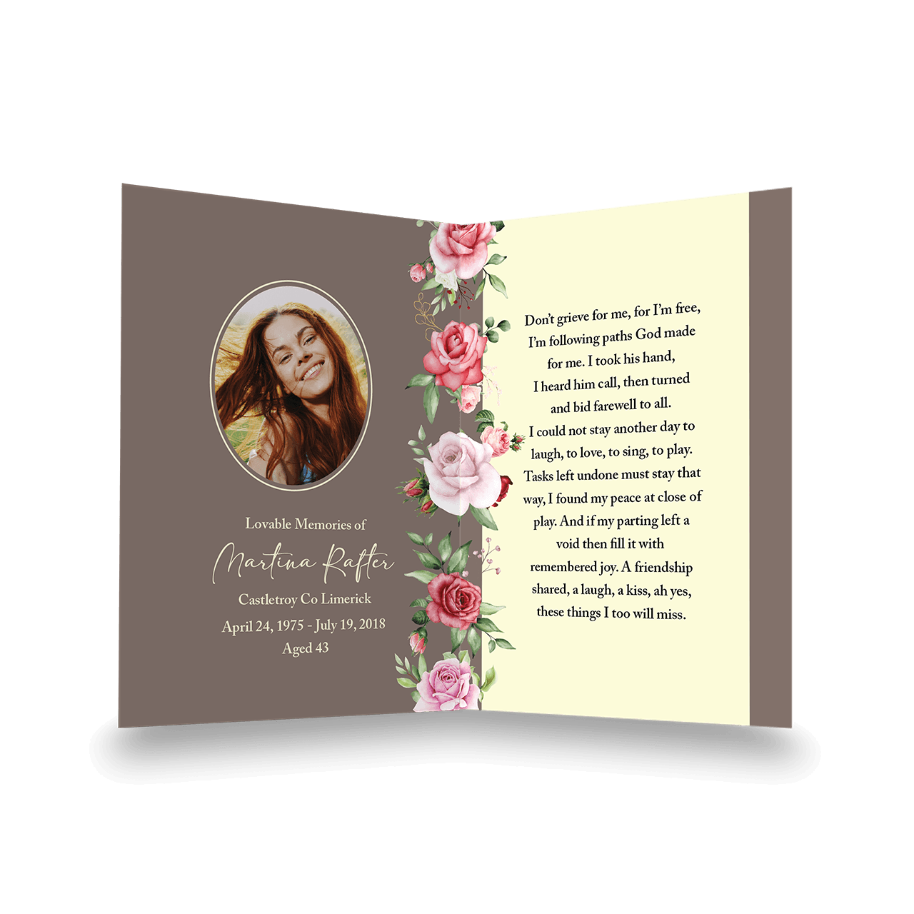 Elegant Floral Memorial Cards - Image 2