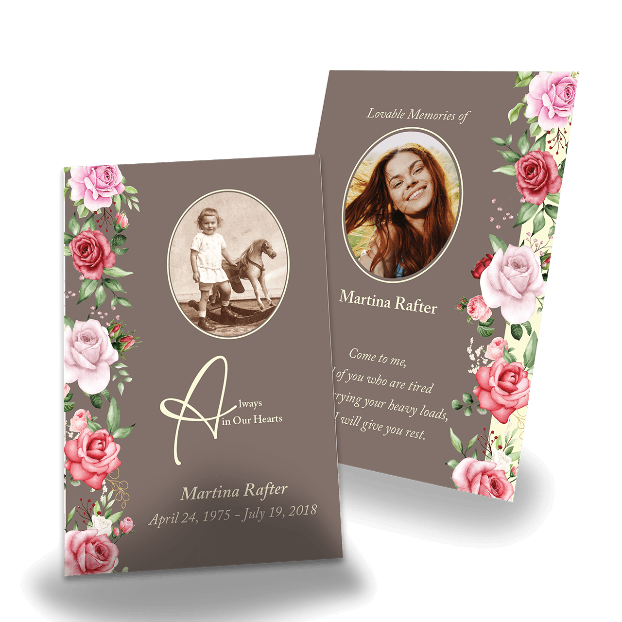 Memorial Floral Wallet Cards