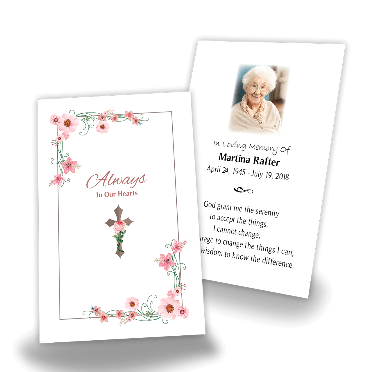 Memorial Floral Wallet Cards